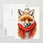 Schattige Vos in een Rode Sjaal Herfst Afbeelding Briefkaart (Voorkant / Achterkant)