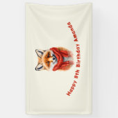 Schattige vos in een rode sjaal Herfst afbeelding Spandoek (Verticaal)