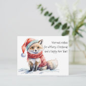 Schattige vos in feestelijke trui kerst feestdagenkaart (Staand voorkant)