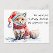 Schattige vos in feestelijke trui kerst feestdagenkaart (Voorkant)