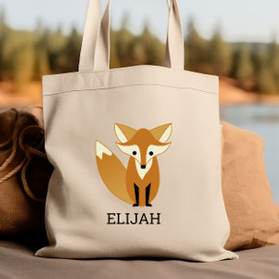 Schattige vos kids' gepersonaliseerd tote bag