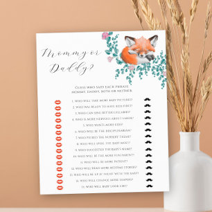 Schattige vos - mama of papa baby shower spel