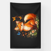 Schattige Vos Met Bloemen Spandoek (Verticaal)