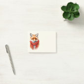 Schattige vos met een rode sjaal herfstbeeld post-it® notes (Kantoor)