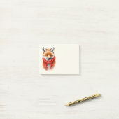 Schattige vos met een rode sjaal herfstbeeld post-it® notes (Op bureau)