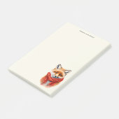 Schattige vos met een rode sjaal herfstbeeld post-it® notes (Schuin)
