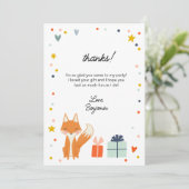 Schattige Vos Moderne Kinderfeestje Bedankt (Staand voorkant)