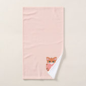 Schattige Vos & Monogram op Licht Koraal Roze Bad Handdoek (Handdoek)