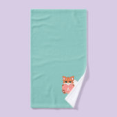 Schattige vos & monogram op lichtblauw bad handdoek (Handdoek)