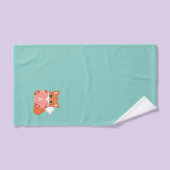 Schattige vos & monogram op lichtblauw bad handdoek (Handdoek)