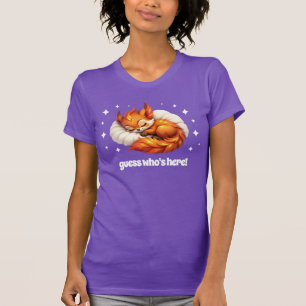Schattige Vos Slaapt in Sterrenhemel Baby Shower T-shirt