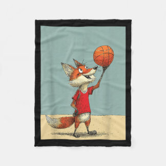 Schattige Vos Sport Grappig Basbal Cartoon Ontwerp Fleece Deken