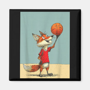 Schattige Vos Sport Grappig Basketbal Ontwerp Magneet