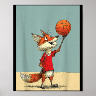 Schattige Vos Sport Grappig Honkbal Cartoon Ontwer Poster