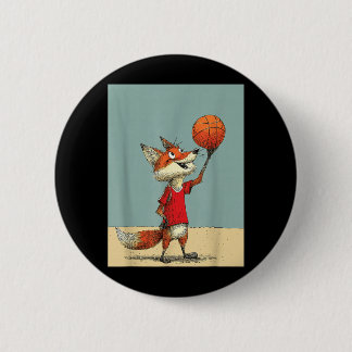 Schattige Vos Sport Grappig Honkbal Cartoon Ontwer Ronde Button 5,7 Cm