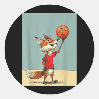 Schattige Vos Sport Grappig Honkbal Cartoon Ontwer Ronde Sticker