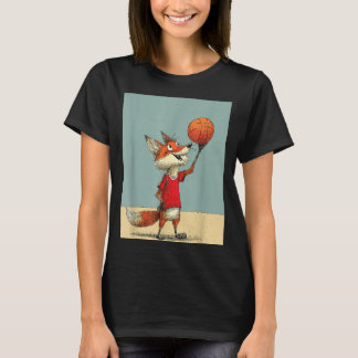 Schattige Vos Sport Grappig Honkbal Cartoon Ontwer T-shirt