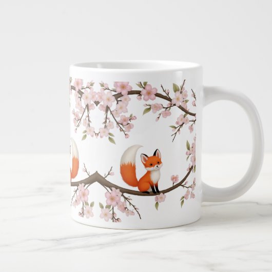 Schattige vos tussen kersenbloesems - Jumbo Specia Grote Koffiekop (Rechts)