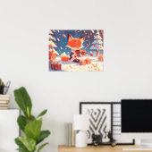 Schattige Vos Vioolspelend Poster (Thuiskantoor)