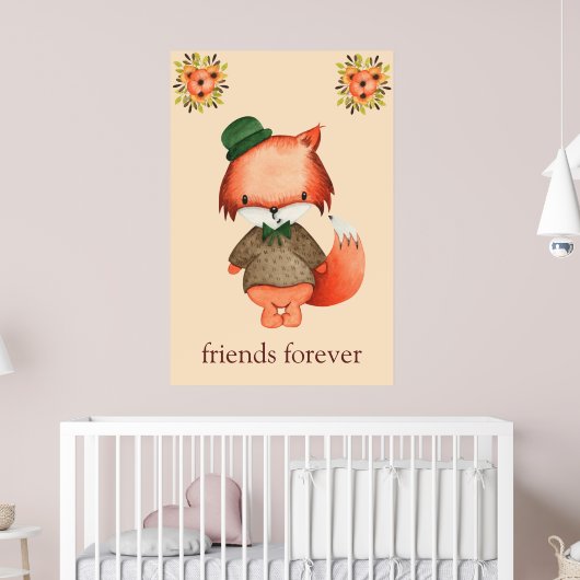 Schattige Vos Vrienden Voor Altijd Jongens Kamer B Poster (Kinderkamer 2)