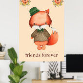 Schattige Vos Vrienden Voor Altijd Jongens Kamer B Poster (Thuiskantoor)