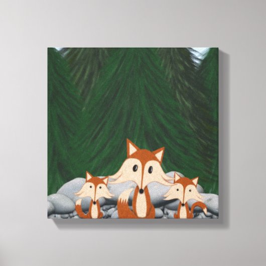 Schattige Vosjesfamilie Canvas Afdruk (Voorkant)