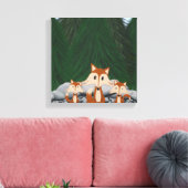 Schattige Vosjesfamilie Canvas Afdruk (Insitu (Woonkamer))