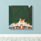 Schattige Vosjesfamilie Canvas Afdruk (Insitu (Houten vloer))
