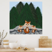 Schattige Vosjesfamilie Poster (Keuken)