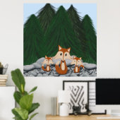 Schattige Vosjesfamilie Poster (Thuiskantoor)