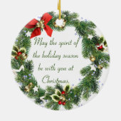 Schattige vossen met kerstkrans rond keramisch ornament (Achterkant)