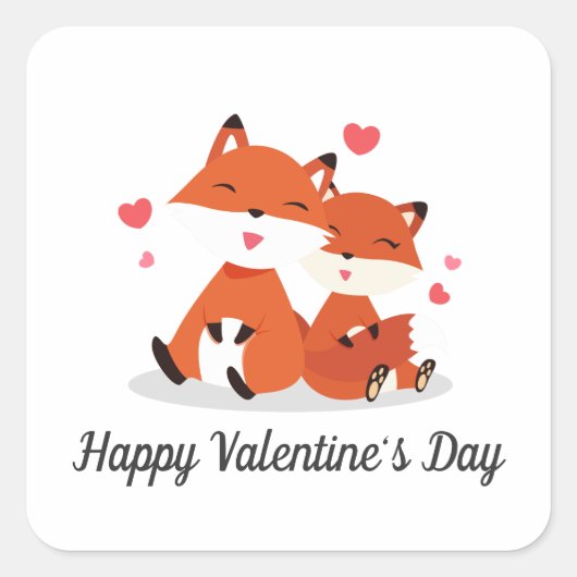 Schattige vossen paar Valentijn | Sticker Seal (Voorkant)