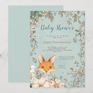 Schattige vossenbloemen laat jongen Baby shower Kaart