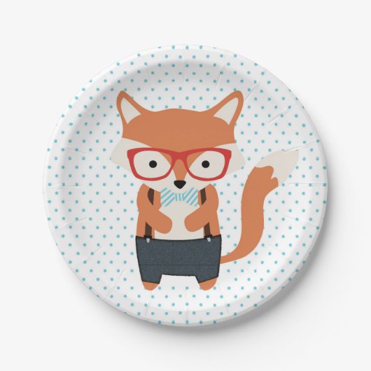 Schattige vossenbos dieren feest bord (Voorkant)