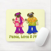 Schattige vrede, liefde en pugs Mousepad Muismat (Met muis)