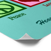 Schattige Vrede Liefde Koor Aangepaste Teal Poster (Hoek)