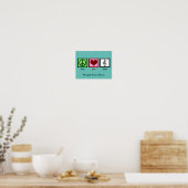 Schattige Vrede Liefde Koor Aangepaste Teal Poster (Keuken)