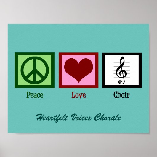 Schattige Vrede Liefde Koor Aangepaste Teal Poster (Voorkant)