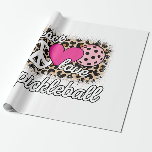 Schattige vrede liefde Pickleball Speler Grappige Cadeaupapier (Uitgerold)