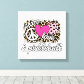 Schattige vrede liefde Pickleball Speler Grappige Canvas Afdruk (Insitu (Houten vloer))