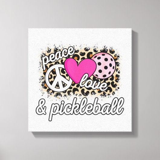 Schattige vrede liefde Pickleball Speler Grappige Canvas Afdruk (Voorkant)