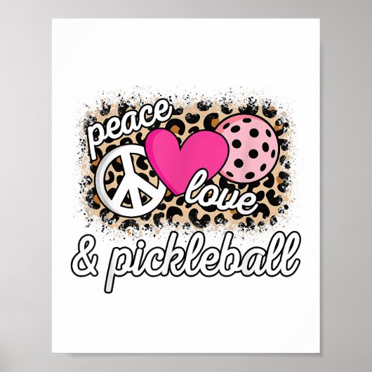 Schattige vrede liefde Pickleball Speler Grappige Poster (Voorkant)