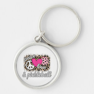 Schattige Vrede Liefde Pickleball Speler Grappige  Sleutelhanger