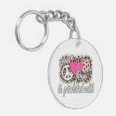Schattige Vrede Liefde Pickleball Speler Grappige Sleutelhanger (Voorkant Links)