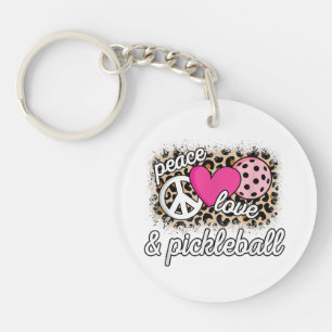 Schattige Vrede Liefde Pickleball Speler Grappige  Sleutelhanger