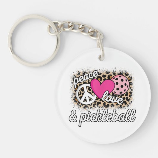 Schattige Vrede Liefde Pickleball Speler Grappige Sleutelhanger (Voorkant)
