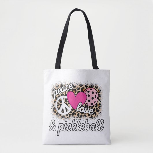 Schattige vrede liefde Pickleball Speler Grappige Tote Bag (Voorkant)