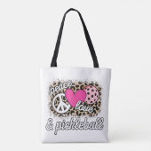 Schattige vrede liefde Pickleball Speler Grappige Tote Bag (Achterkant)