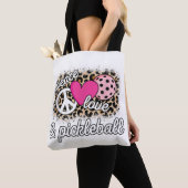 Schattige vrede liefde Pickleball Speler Grappige Tote Bag (Dichtbij)