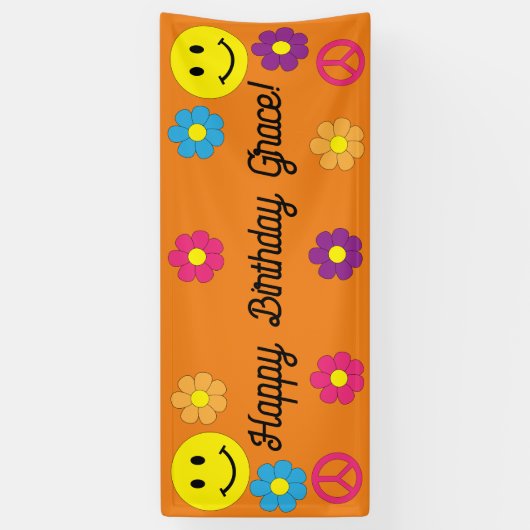 Schattige Vredesteken Glimlach Gezicht Gelukkige V Spandoek (Verticaal)